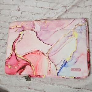 Mosiso Pink/Blue/Yellow Marbled Canvas Laptop Sleeve
